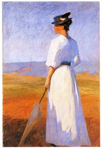 Frau In Weiß - Öl Auf Leinwand, 1900